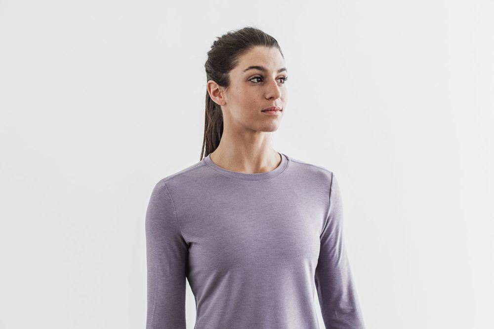 NOBULL Women's Long Sleeve Tee - Lavender - Ireland (6109VAZLK)